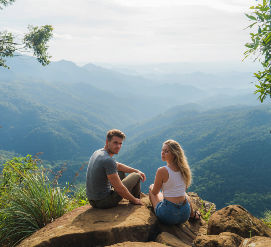 Sri Lanka holiday — aerial of Sigiriya Rock Fortress with lush rainforest